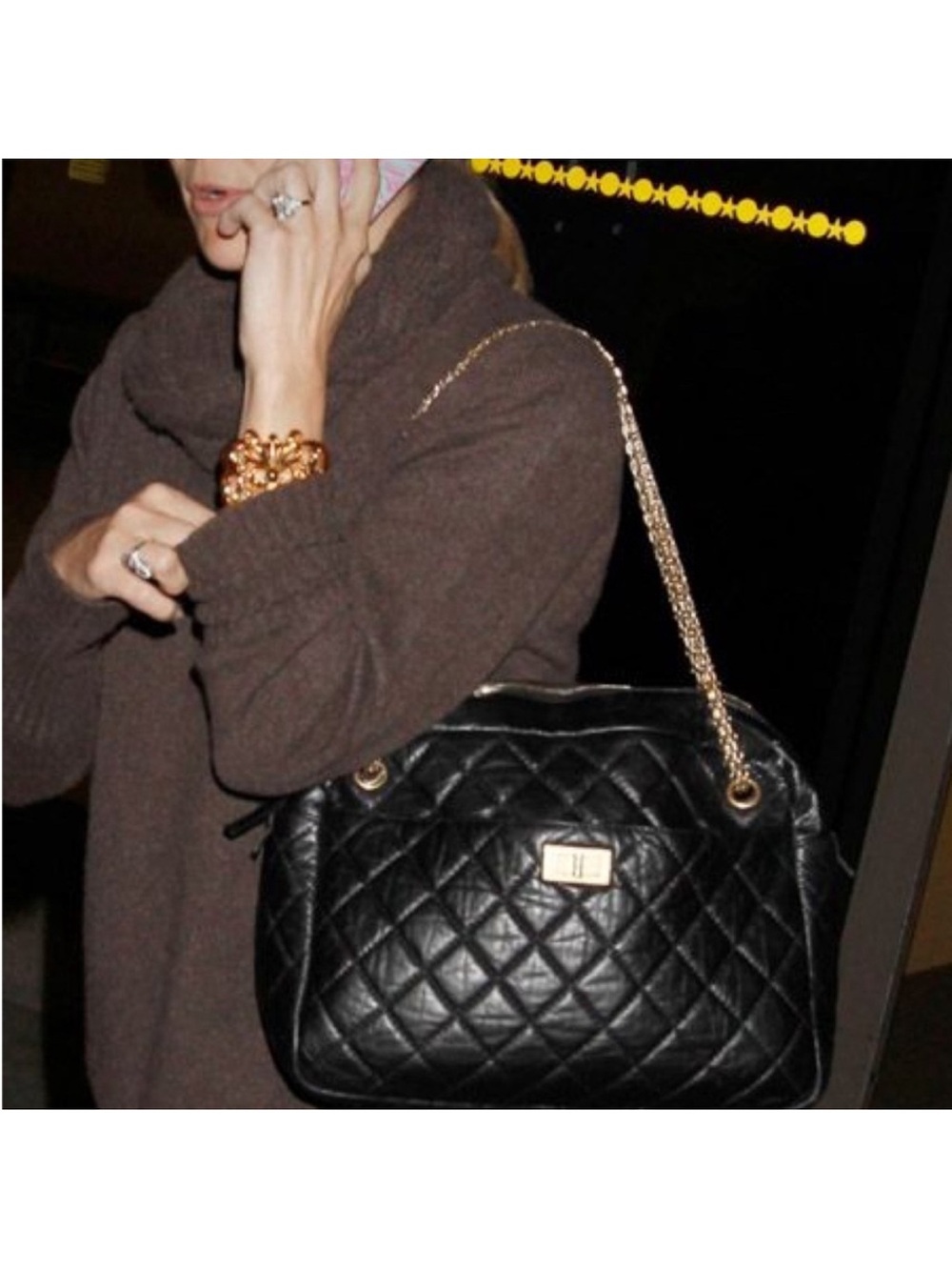 Chanel black Aged Calfskin Quilted Medium Reissue Camera Case